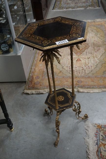 Hexagonal side table in the Boulle style—with gild