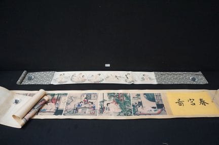 2 chinesische Bildrollen mit erotischen Darstellun