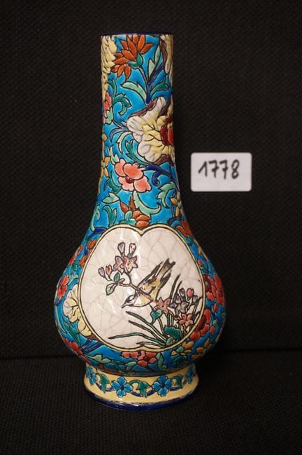 EMAUX DE LONGWY - Vaso francese in ceramica smalta