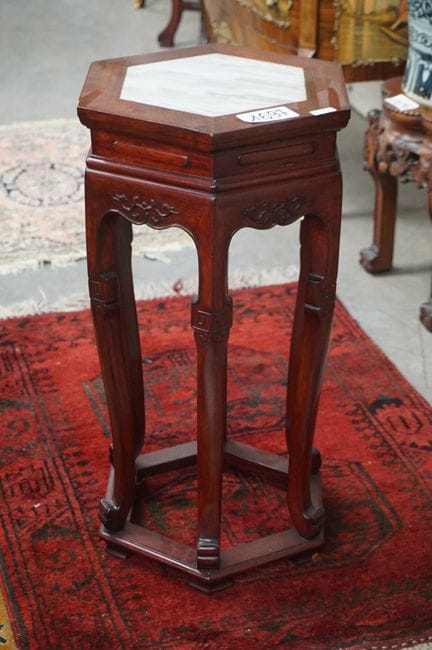 Hexagonal Chinese flower stand—marble base—H: 62 c