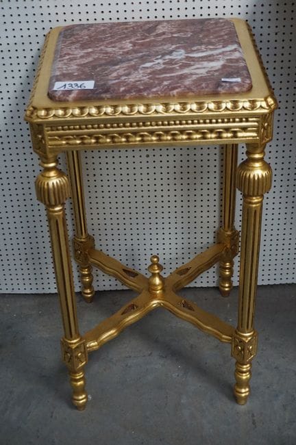 French-style gilded side table - marble top - 70 x