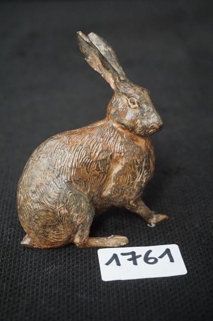 PIERRE CHENET - "lepre" - scultura in bronzo - fir