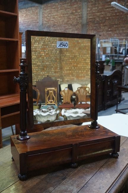 19th-century mahogany table mirror—with 2 drawers—