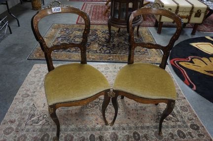 2 beautiful Louis XV-style marquetry chairs—decora