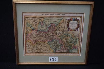 Mappa cartografica colorata del XVII secolo del Pr