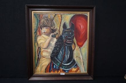 BRIGITTE NIJS - "Le Manege" - olio su tela - firma