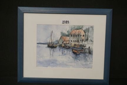AGNES DE ROOST - « port de pêche » - aquarelle - s