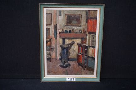 CHARLES LEONARD (1901 - 1980) - « Intérieur avec p