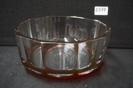 Art Deco bowl - hand-cut crystal - aurore color - 
