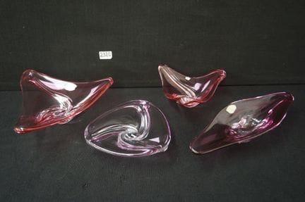 VAL SAINT LAMBERT  - 4 vintage crystal bowls - L: 