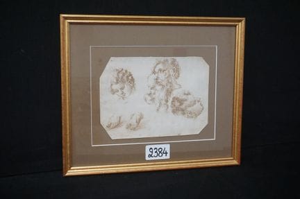 古画 - 17 / 18 世纪 - 难以辨认的签名 - "肖像" - 20 x 28 厘米