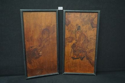 2 pannelli da parete asiatici in legno - 1 decorat