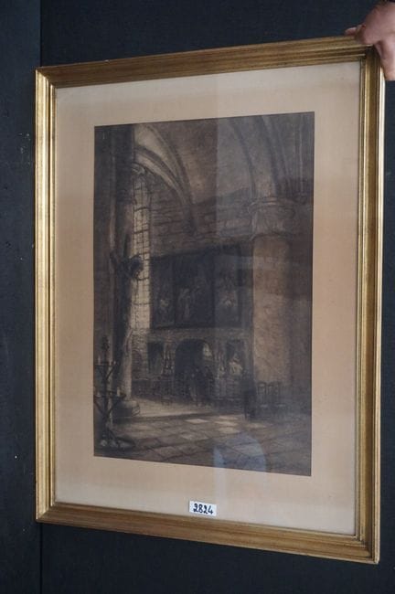 ADOLF WILLEMS (1866 - 1953) - « Intérieur d'église