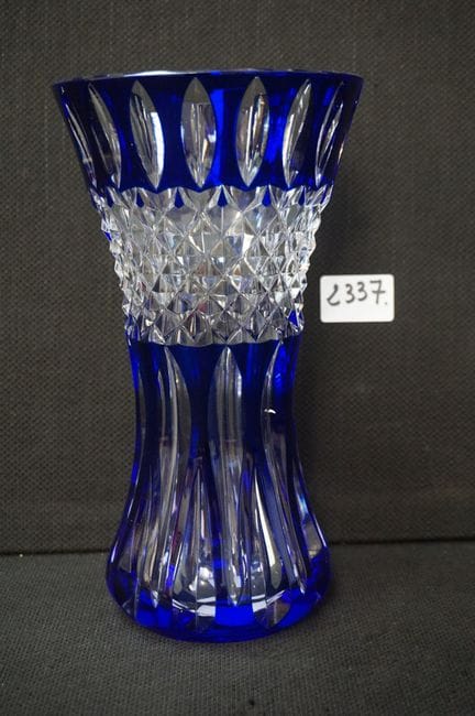 VAL SAINT LAMBERT - vaso in cristallo blu cobalto 