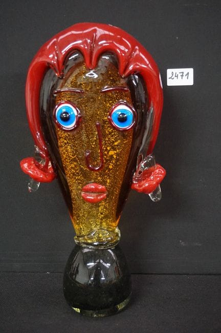 Modern colored glass sculpture - MURANO style - "W