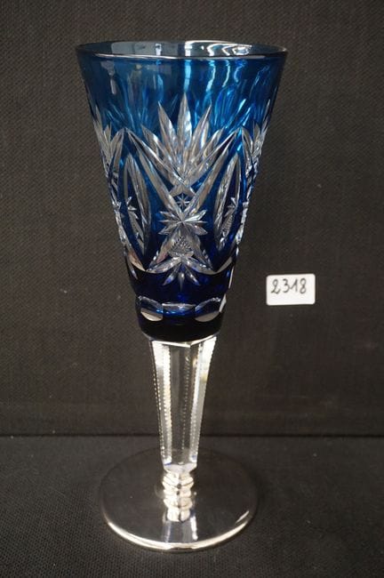 VAL SAINT LAMBERT  - vaso nuziale in cristallo blu