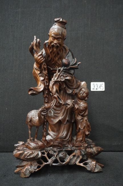 bellissimo gruppo scultoreo cinese in legno - "Sag