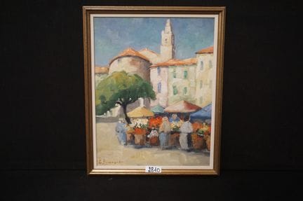 乔治·德·穆伊尔德（1902—1994）——《南方的集市日》——木板油画——署名——50 × 40 