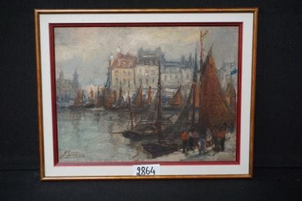 JULES LENTREIN (1875 - 1943) - « Port de pêche » -