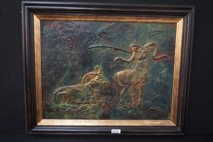 绘画 - "山羊" - 金属浮雕绘画 - 60 x 80 cm