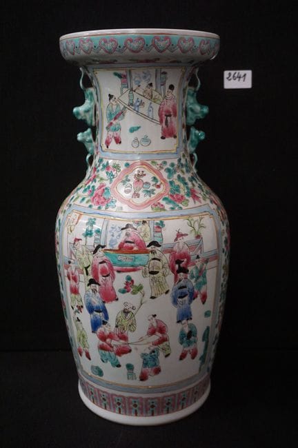 Vaso cinese in porcellana - decorato con figure - 