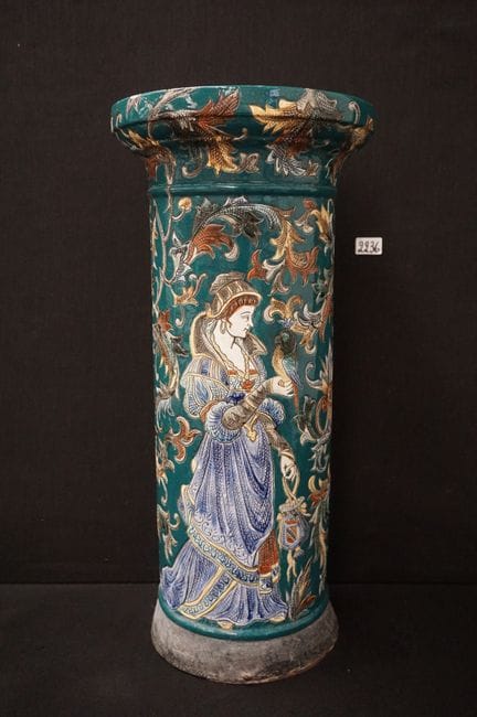 bella colonna in ceramica policroma – stile maioli
