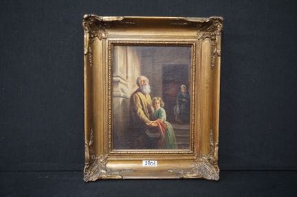 H. VINCK - 《盲乞丐》 - 布面油画 - 署名 - 40 x 30 厘米
