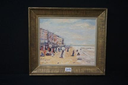 A. BONVIN - « scène animée de plage » - huile sur 
