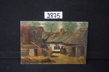 petit tableau - « La ferme » - huile sur panneau -