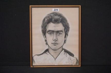 dessin au fusain en relief - "portrait" - signé di