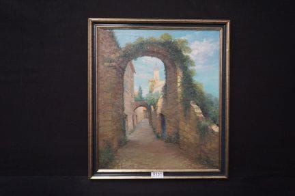 朱利安·斯塔珀斯（1875—1960）——《古老的南方街道》——布面油画——署名——75 × 65 