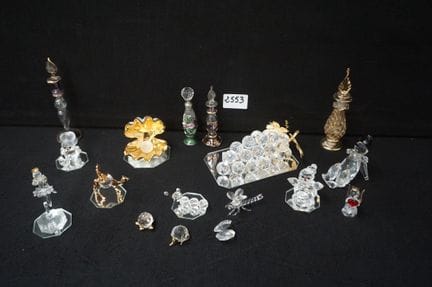 a selection of crystal and glass miniatures—includ