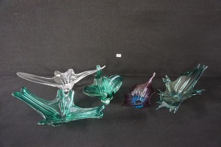 5 large bowls made of colored glass—MURANO style—u