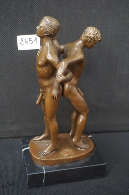 belle sculpture érotique en bronze - « deux hommes