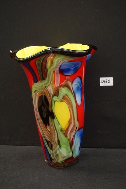 belle grande vase en verre coloré - style MURANO -