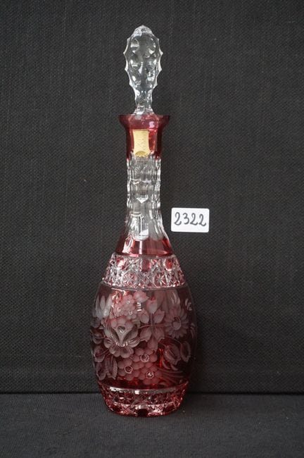 MEISSEN - bella caraffa in cristallo rosso tagliat