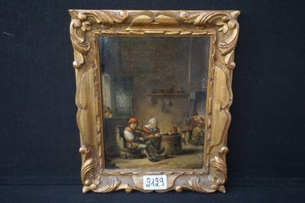peinture ancienne - "intérieur d'auberge animée" -