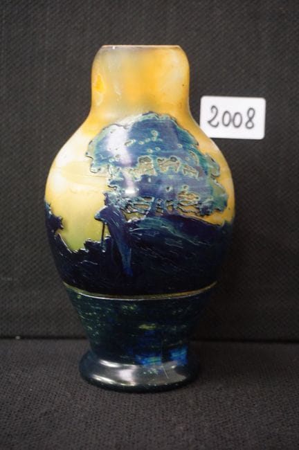 MULLER - beau vase en pâte de verre - signé - déco