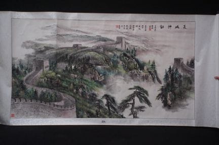 grande "SCROLL PAINTING" cinese - "La muraglia cin