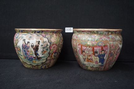 2 coprivaso cinesi in porcellana - decorazioni con