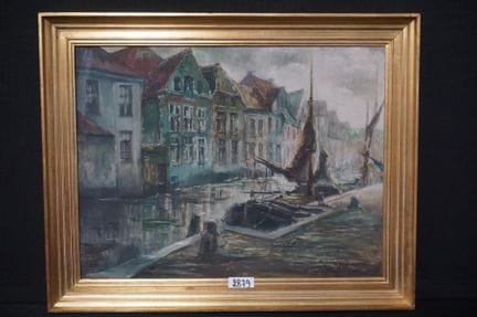 JAN KENNIS (1888 - 1973) - « Bateaux à quai » - hu