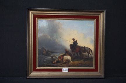 JOSEPH JACOPS (1806 - 1856) - "la bataille" - huil
