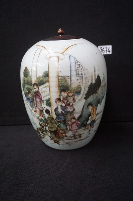 antico vaso cinese per lo zenzero in porcellana - 