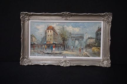 油画——《生动的街景》——《凯旋门》——布面油画——署名——40 x 80 厘米