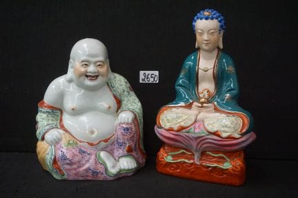 2 statuette cinesi in porcellana - "Buddha" - A: 2