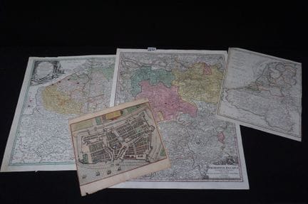 4 mappe cartografiche antiche dei Paesi Bassi - XV