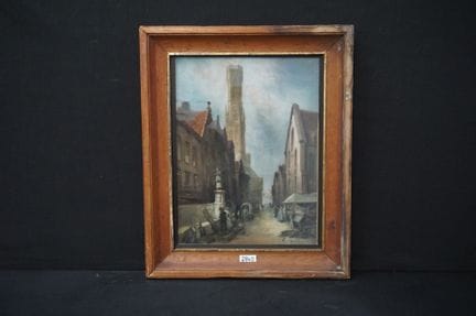 LEON BRUNIN (1861 - 1949) - « Vue de rue à Bruges 