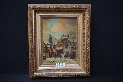 CARABAIN - « Vue animée de la ville » - huile sur 
