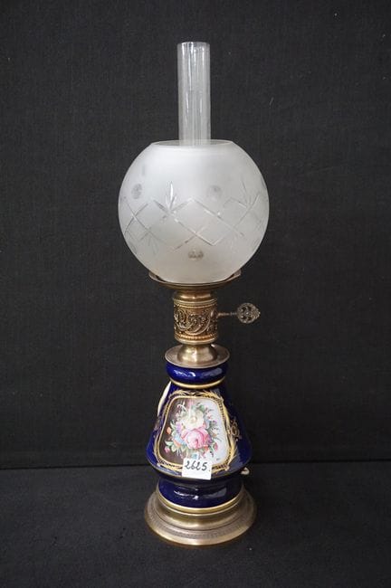 Lampada a olio francese - in stile SEVRES - blu co