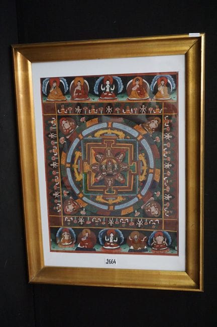 Thangka mandala tibetano - in cornice dorata - dim
